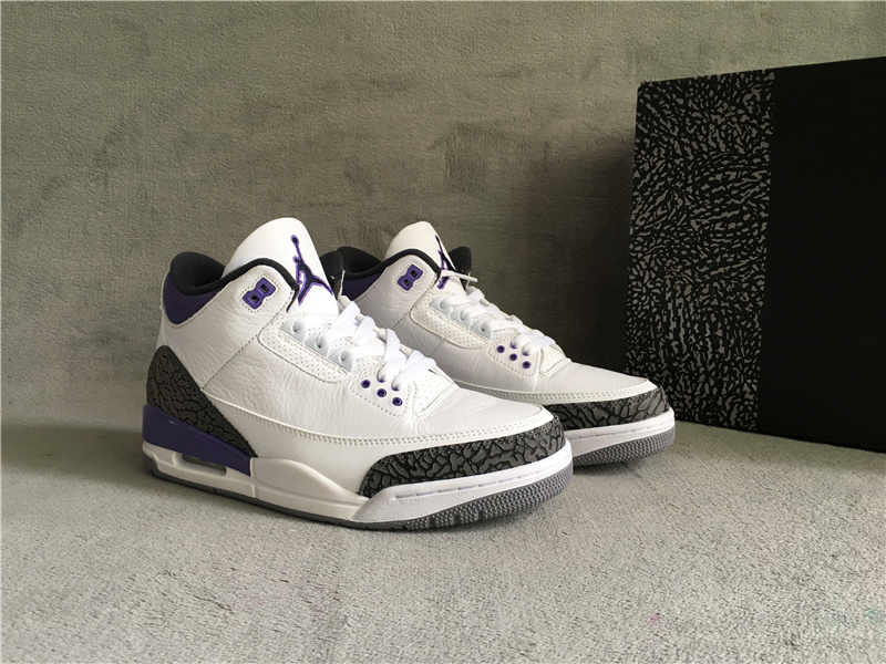 Air Jordan 3 Dark Iris White Purple Cement Grey Shoes